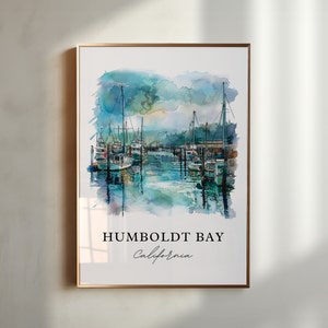 Humboldt Bay Wall Art, Humboldt CA Print, Humboldt Bay Watercolor Art, Humboldt California Gift, Travel Poster, Housewarming Gift
