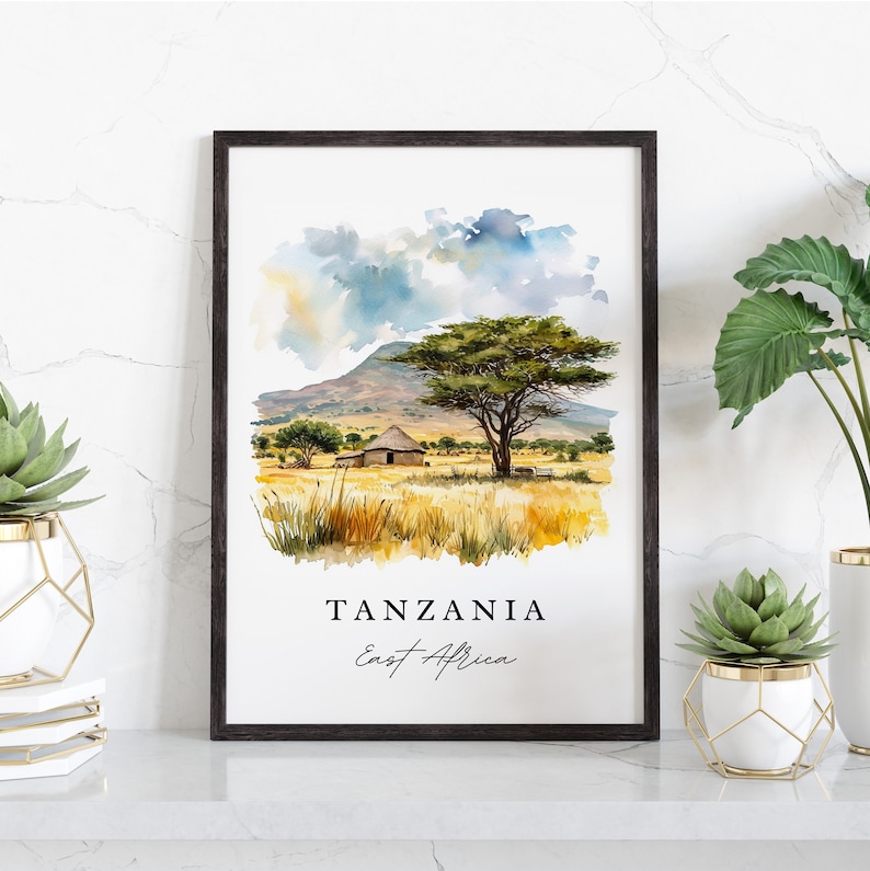 Tanzania wall art - East Africa, Tanzania print, Tanzania Wedding gift, Tanzania Birthday present, Custom Text, Perfect Gift image 5