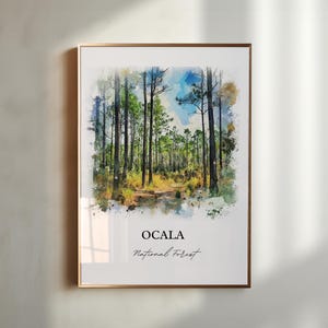 Ocala National Forest Art, Marion County Print, Orlando Watercolor Art, Ocala Florida Gift, Travel Print, Travel Poster, Housewarming Gift