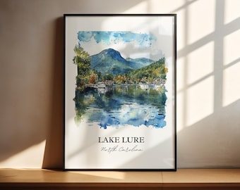 Lake Lure NC Wall Art, Rutherford County Print, Chimney Rock aquarelkunst, Lake Lure cadeau, reizen print, reizen poster, Chimney Rock aquarel kunst, reizen print, reizen poster, housewarming cadeau