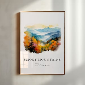 Arte murale Great Smoky Mountains - Tennessee, stampa poster Smoky Mtn, regalo di nozze, regalo di compleanno, testo personalizzato, regalo perfetto