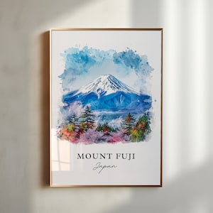 Mount Fuji Wall Art, Mt Fuji Japan Print, Fuji-San Watercolor, Mount Fuji Japan Gift, Travel Poster, Housewarming Gift