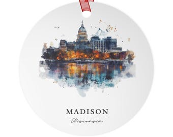 Madison WI Ornament: Unique Madison Souvenir, Madison Wisconsin Xmas Decor, and Authentic Madison WI Gift