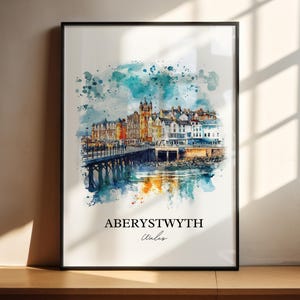 Arte de parede de Aberystwyth, impressão de Ceredigion, arte em aquarela de Gales, presente de Aberystwyth, impressão de viagem, pôster de viagem, presente de inauguração de casa