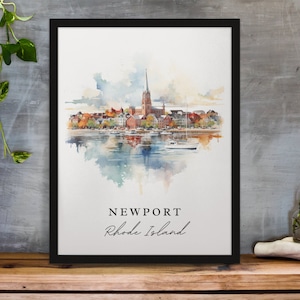 Arte de parede de Newport RI - Rhode Island, pôster de Newport, presente de casamento de Newport RI, presente de aniversário, texto personalizado, presente personalizado