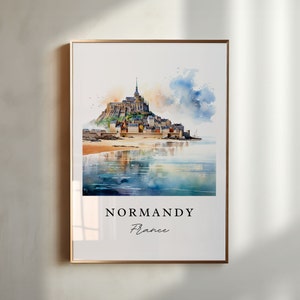 Arte mural de Normandía, Francia - Francia, impresión de póster de Normandía, regalo de boda de Normandía, FR, regalo de cumpleaños, texto personalizado, regalo perfecto