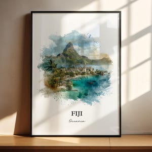 Fiji Wall Art, Fiji Print, Fiji Watercolor Art, Fiji Island Gift, Travel Print, Travel Poster, Housewarming Gift