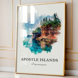 Apostle Islands Art, Apostle Islands WI Print, Wisconsin Watercolor, Apostle Islands Gift, Travel Poster, Housewarming Gift image 4