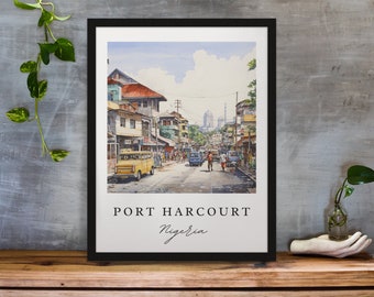 Port Harcourt traditional travel art - Nigeria, Port Harcourt poster, Wedding gift, Birthday present, Custom Text, Personalized Gift