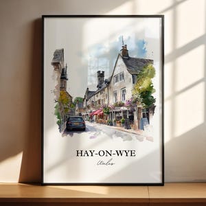 Hay-on-Wye Wall Art, Powys Wales Print, Wales Watercolor Art, Hay-on-Wye Gift, Travel Print, Travel Poster, Housewarming Gift