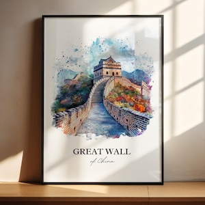 Chinesische Mauer, Wand Kunst, China Druck, China Aquarell Kunst, Chinesische Mauer Geschenk, Reise Druck, Reise Poster, Housewarming Geschenk