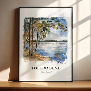Arte del embalse de Toledo Bend, impresión del río Sabine, obra de Toledo Bend, regalo de Toledo Bend, impresión de viaje, póster de viaje, regalo de inauguración de la casa