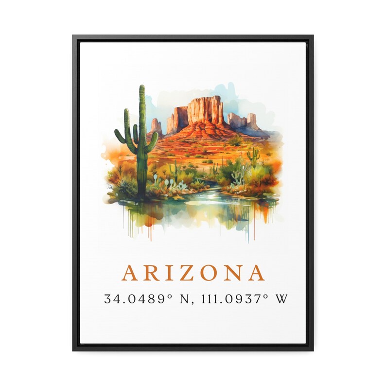 Arizona wall art - Arizona poster print with coordinates, AZ Art - Framed and Unframed Options - Wedding gift, Birthday present, Custom Text image 6