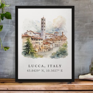 Traditionele reiskunst Lucca - Italië, poster Lucca, huwelijkscadeau, verjaardagscadeau, aangepaste tekst, gepersonaliseerd cadeau