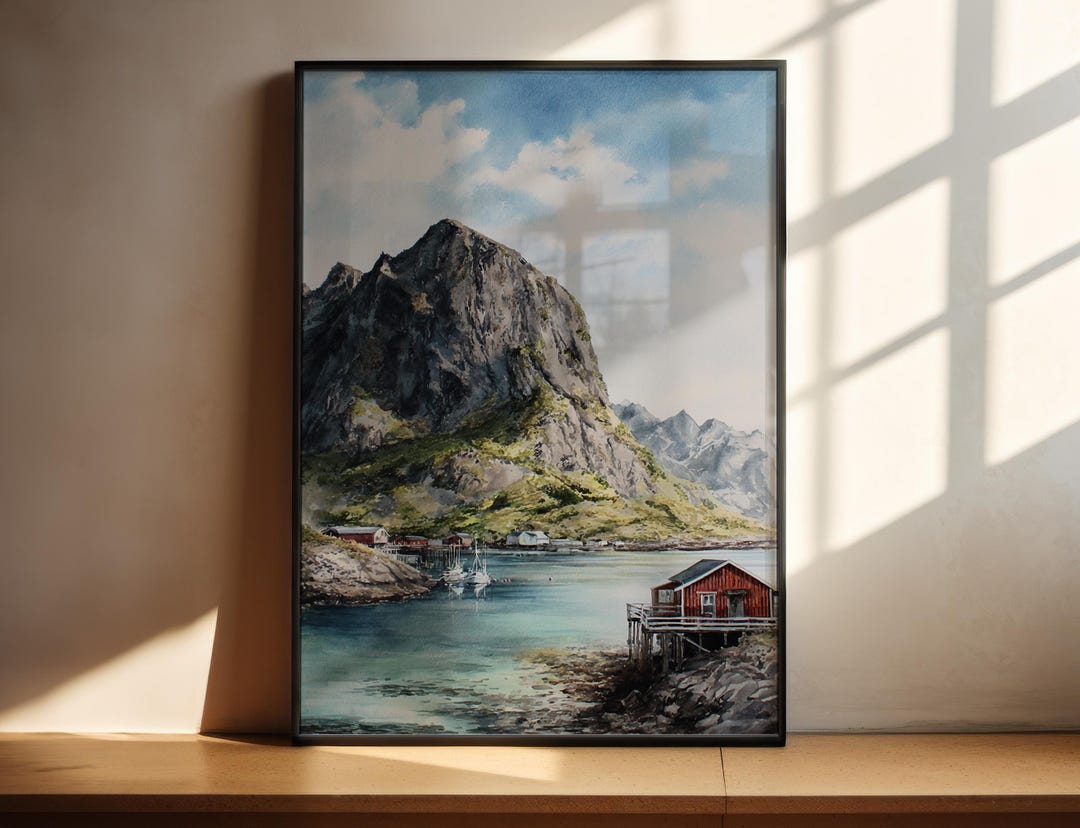 Fresh Look at Lofoten Islands Watercolor Art Lofoten Travel Print Norway Artwork