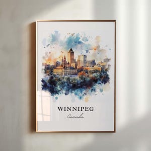 Winnipeg Wall Art, Winnipeg Print, Winnipeg Watercolor Art, Winnipeg Canada Skyline Gift, Travel Print, Travel Poster, Housewarming Gift