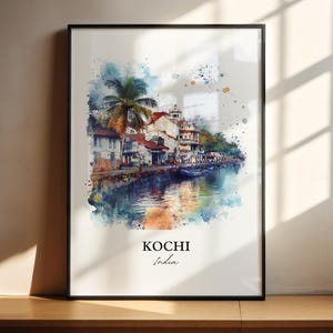 Kochi Wall Art, Kochi India Print, India Watercolor Art, Kochi India Gift, Travel Print, Travel Poster, Housewarming Gift