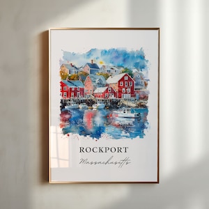Rockport MA Wall Art, Rockport Mass Print, Gloucester MA Watercolor, Rockport MA Gift, Travel Poster, Housewarming Gift