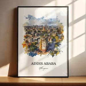 Addis Ababa Wall Art, Ethiopia Print, Ethiopia Watercolor Art, Addis Ababa Gift, Travel Print, Travel Poster, Housewarming Gift