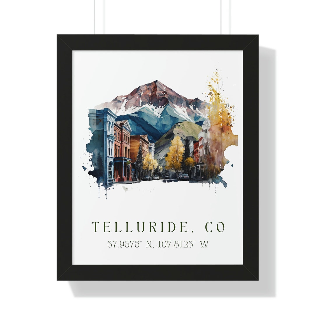 Telluride Traditional Travel Art Colorado, Telluride Poster, Wedding ...