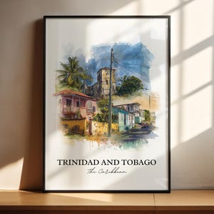 Trinidad and Tobago Art, Trinidad Print, Caribbean Watercolor Art, Trinidad and Tobago Gift, Travel Print, Travel Poster, Housewarming Gift