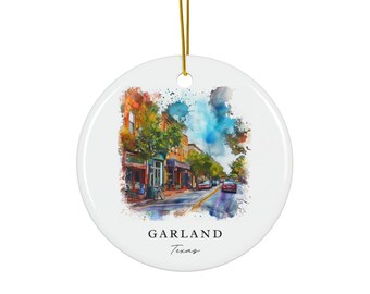 Garland Texas Ceramic Ornament: Cityscape Souvenir, Travel Gift