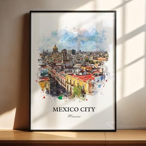 Mexico City Wall Art, Mexico Print, CDMX Watercolor Art, Mexico City Gift, Travel Print, Travel Poster, Housewarming Gift