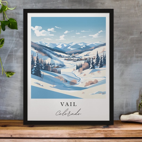 Vail traditional travel art - Colorado, Vail poster, Wedding gift, Birthday present, Custom Text, Personalised Gift