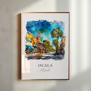 Ocala FL kunst aan de muur, Ocala print, Ocala Florida aquarel, Ocala Florida kunst cadeau, reisposter, housewarming cadeau