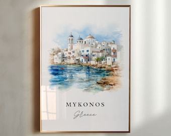 Mykonos Greece Art Print – Coastal Travel Poster
