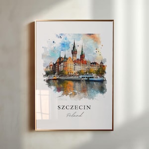 Szczecin Wall Art, Szczecin Poland Print, Szczecin Watercolor Art, Oder River Poland Gift, Travel Poster, Housewarming Gift