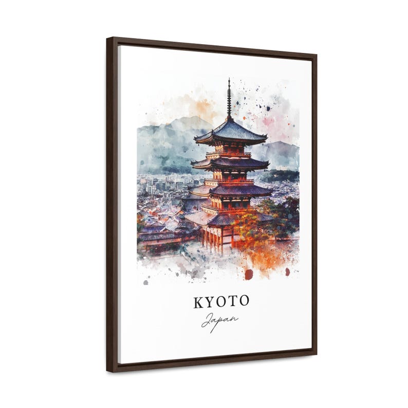 Sztuka ścienna z Kioto, wydruk z Kioto w Japonii, akwarela z Kioto, prezent z wyspy Honsiu w Japonii, plakat podróżniczy, prezent na parapetówkę zdjęcie 7
