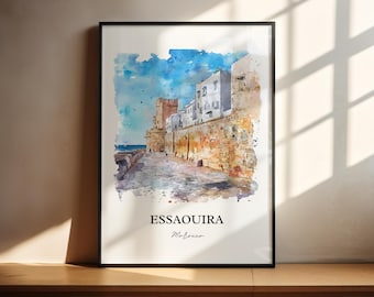 Essaouira Wall Art, Essaouira Print, Morocco Watercolor Art, Essaouira Gift, Travel Print, Travel Poster, Housewarming Gift