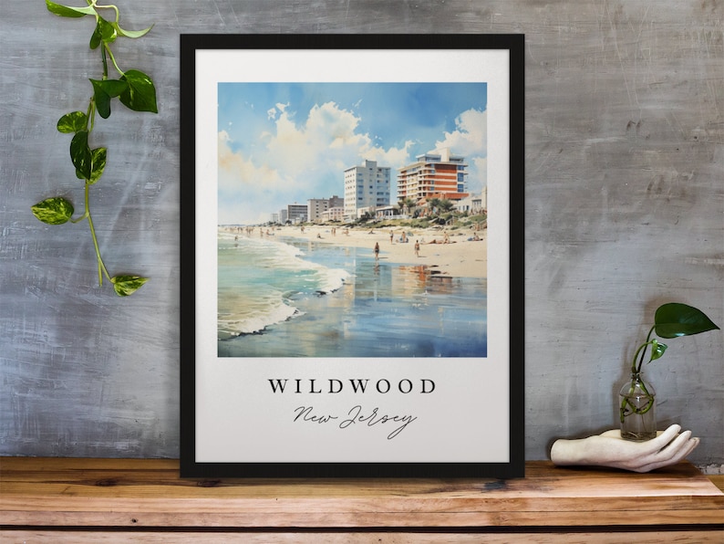 Wildwood New Jersey Travel Poster - Traditional Beach Art image 1