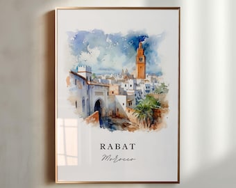 Rabat Morocco wall art - Morocco, Rabat poster, Rabat Morocco Wedding gift, Birthday present, Custom Text, Personalized Gift