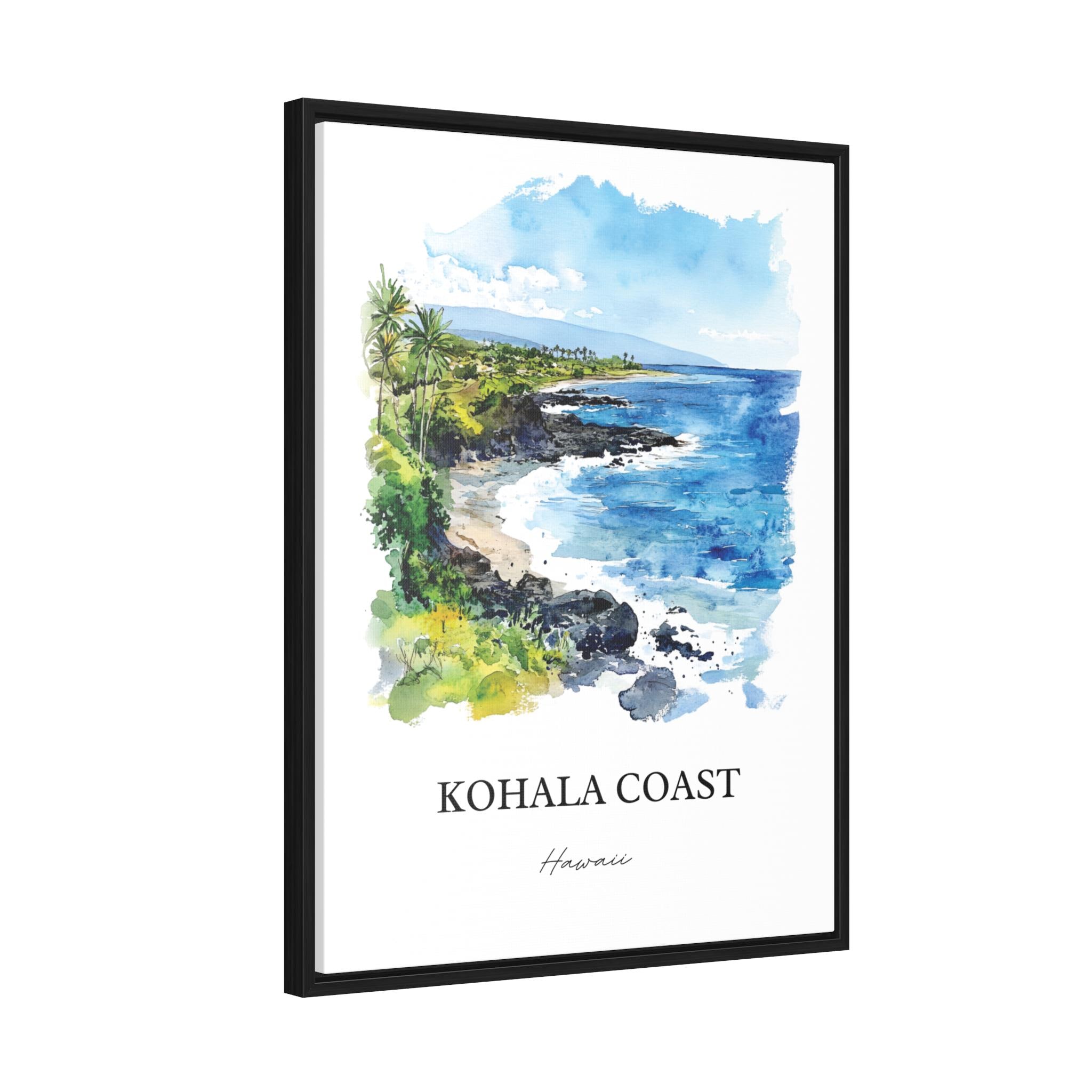 コハラ海岸の水彩画プリント、ハワイ島旅行ポスター - Etsy 日本