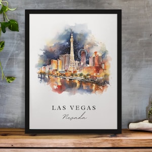 Arte mural de Las Vegas - Nevada, póster de Las Vegas, regalo de boda en Las Vegas, regalo de cumpleaños en el Strip de Las Vegas, texto personalizado, regalo personalizado