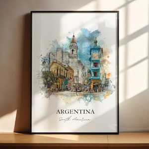 Argentina Wall Art, Argentina Print, Argentina Watercolor Art, Argentina Gift, Travel Print, Travel Poster, Housewarming Gift