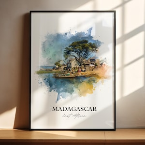 Madagascar Wall Art, Madagascar Print, Africa Watercolor Art, Eastern Africa Gift, Travel Print, Madagascar Travel Poster, Housewarming Gift