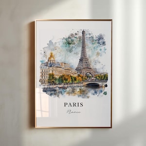 Paris Wall Art, Seine River Print, Paris Watercolor Artwork, Paris France Gift, Travel Print, Travel Poster, Housewarming Gift