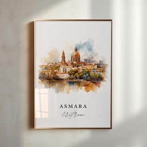 Asmara Wall Art, Asmara Print, Asmara Watercolor Art, Asmara Eritrea Gift, Eritrea Travel Poster, Housewarming Gift