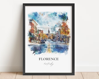 Florence KY Wandkunst, Boone County Druck, Cincinnati Aquarell Kunst, Florence Kentucky Geschenk, Reisedruck, Reiseplakat, Housewarminggeschenk