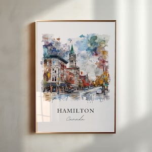 Hamilton Ontario Art, Hamilton Canada Print, Lake Ontario Watercolor, Hamilton Ontario Gift, Travel Poster, Housewarming Gift
