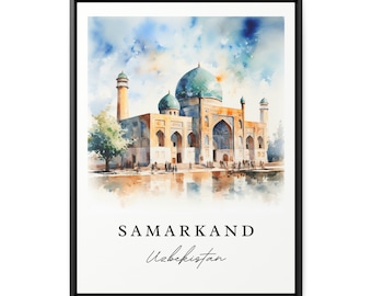 Arte murale di Samarcanda - Uzbekistan, stampa di Samarcanda, regalo di nozze dell'Uzbekistan, regalo di compleanno, testo personalizzato, regalo perfetto