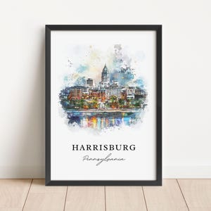 Harrisburg PA Art, Harrisburg Print, Harrisburg Watercolor Art, Harrisburg Pennsylvania Gift, Travel Poster, Housewarming Gift