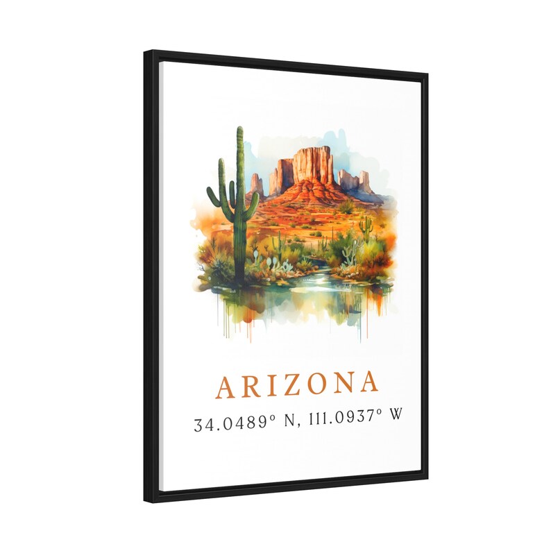 Arizona wall art - Arizona poster print with coordinates, AZ Art - Framed and Unframed Options - Wedding gift, Birthday present, Custom Text image 7