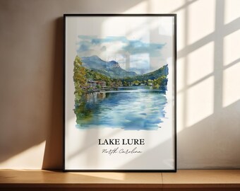 Lake Lure Wall Art, Rutherford County NC Print, North Carolina Artwork, Lake Lure NC Gift, Travel Print, Travel Poster, Housewarming cadeau