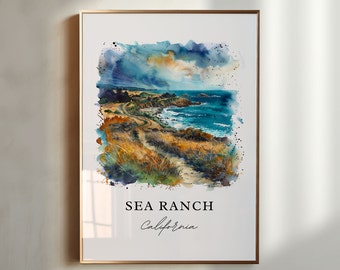 Sea Ranch California Retro Art Print, Sea Ranch Art