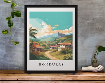 Honduras traditional art - Central America, Honduras poster, Wedding gift, Birthday present, Custom Text, Personalised Gift