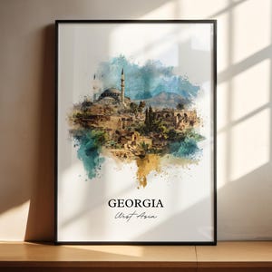 Georgia Country Wall Art, Georgia Print, Tbilisi Watercolor Art, Georgia Europe Gift, Travel Print, Travel Poster, Housewarming Gift